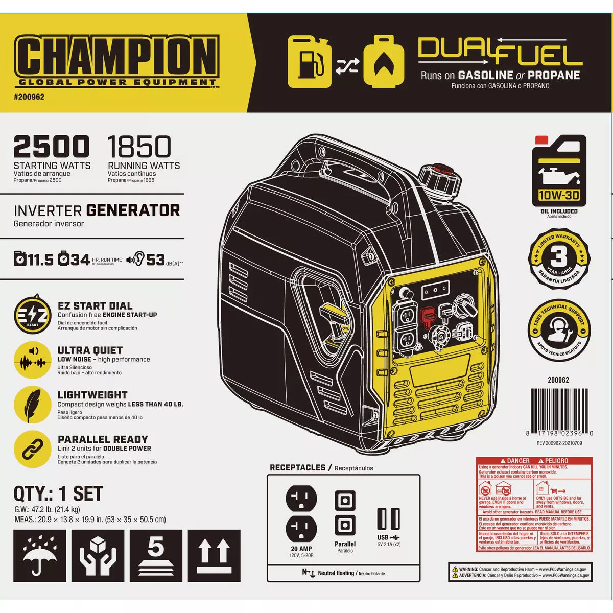 Champion 2500W Dual Fuel Recoil Ultra-Quiet Inverter Generator - photo 7