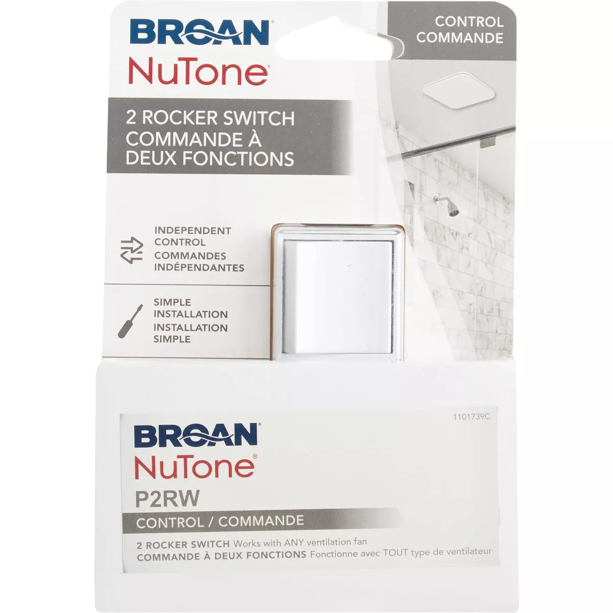 Broan-NuTone 2-Function 15A 120V White Rocker Switch for Bathroom Exhaust Fan - photo 4