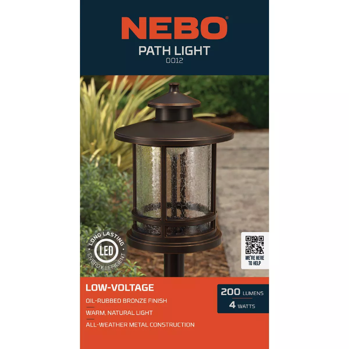 Nebo LED Oil-Rubbed Bronze All-Weather Metal 200 Lm. Round Crackle Glass Path Light - photo 2