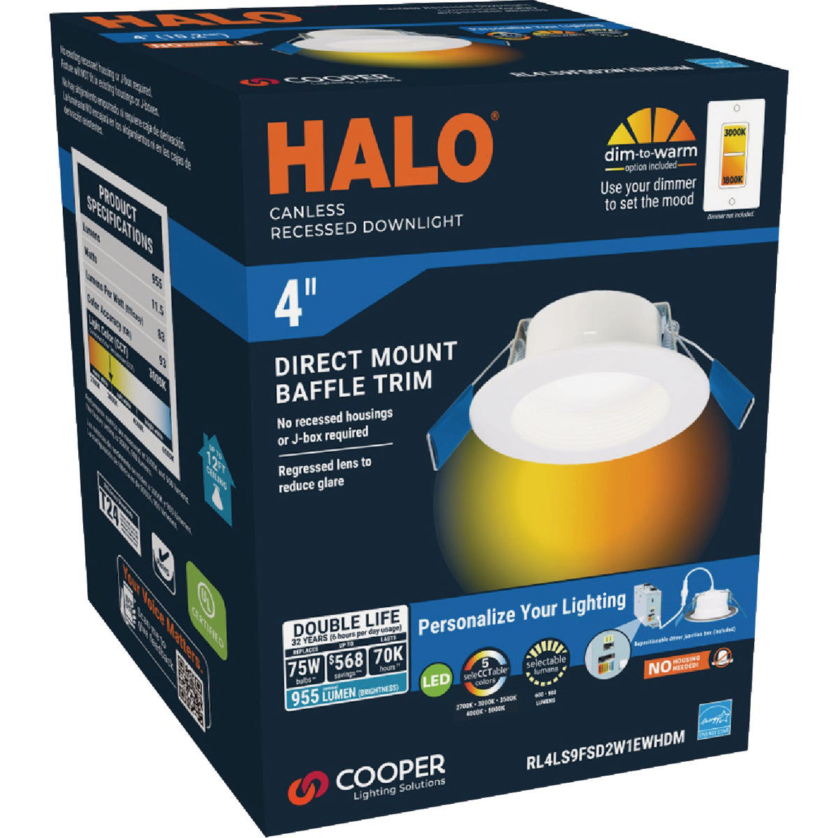 Halo 4 In. 5 CCT LED Canless Recessed Downlight, White | Do it Best