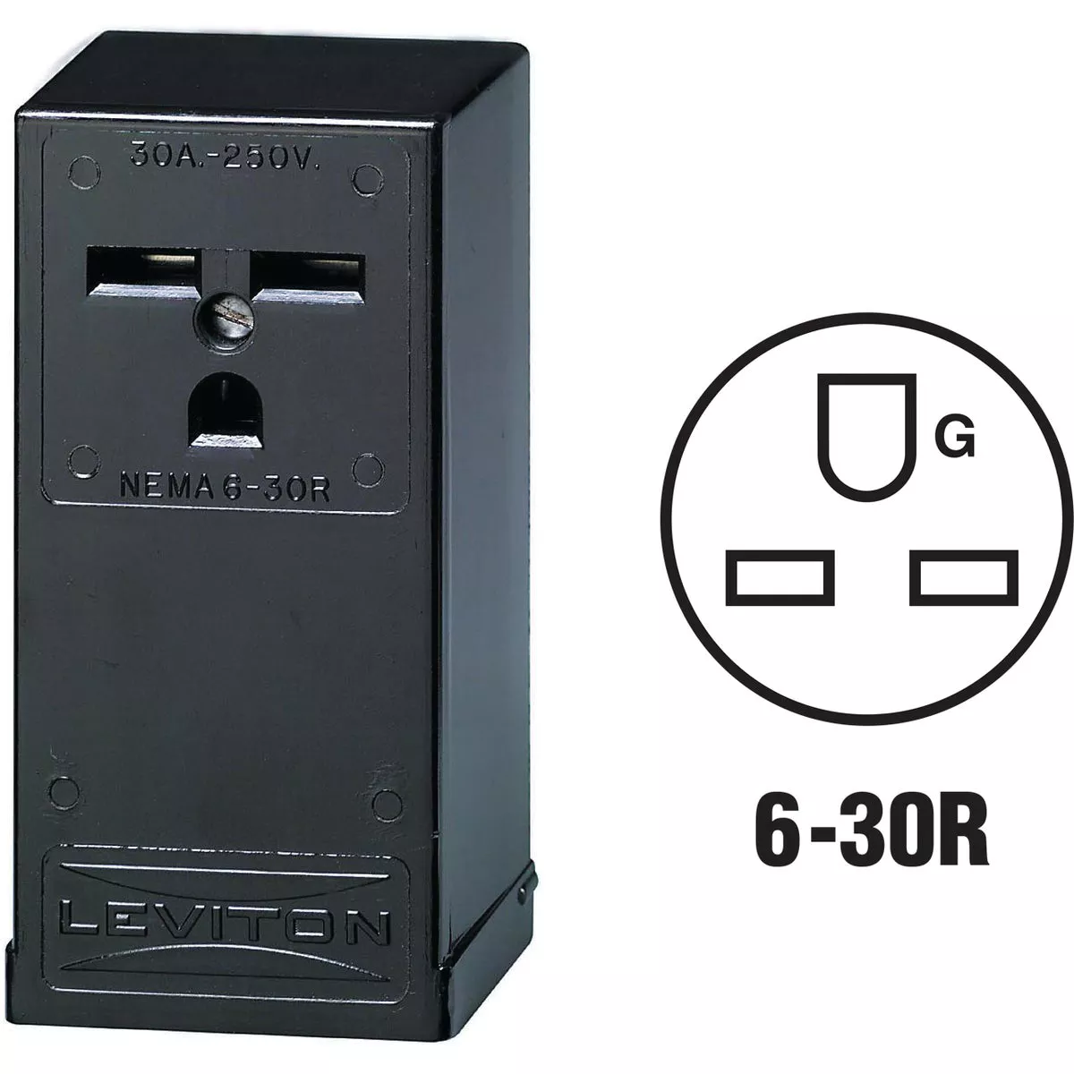 Leviton 30A Surface Mount Black 6-30R Power Outlet