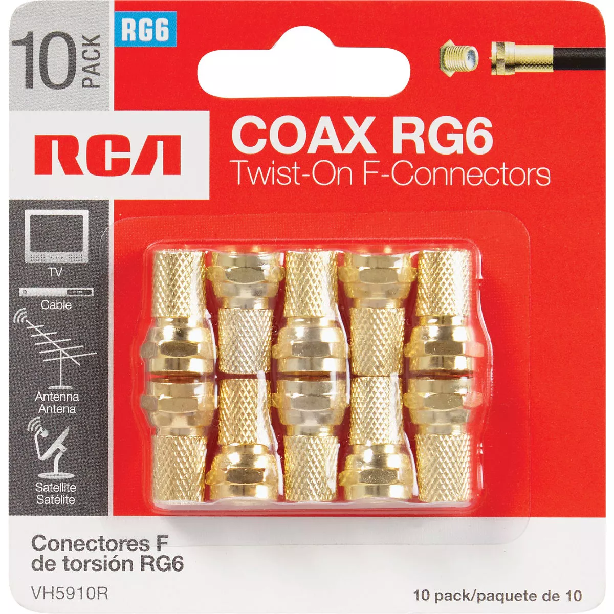 RCA RG6 Twist-On Coaxial F-Connector (10-Pack) - photo 2