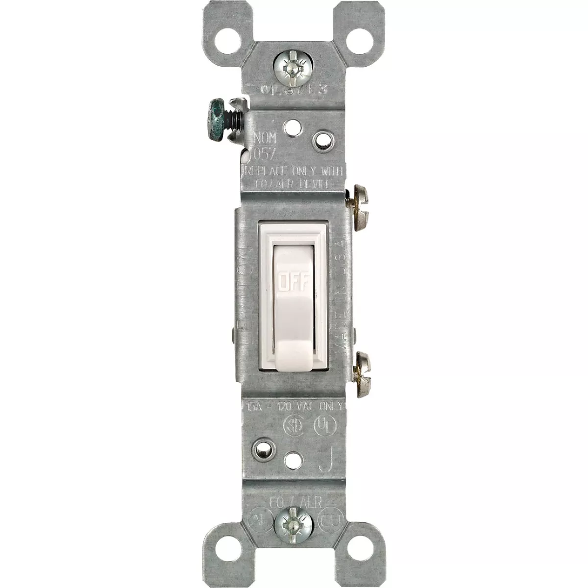 Leviton Residential Grade 15 Amp Toggle Single Pole Switch, White