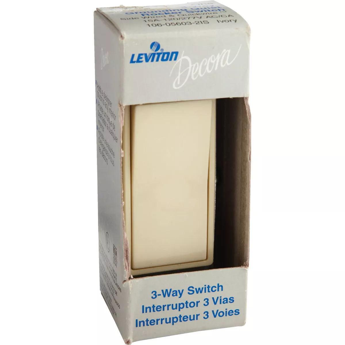 Leviton Decora Rocker Ivory 15A Grounded 3-Way Switch - photo 2
