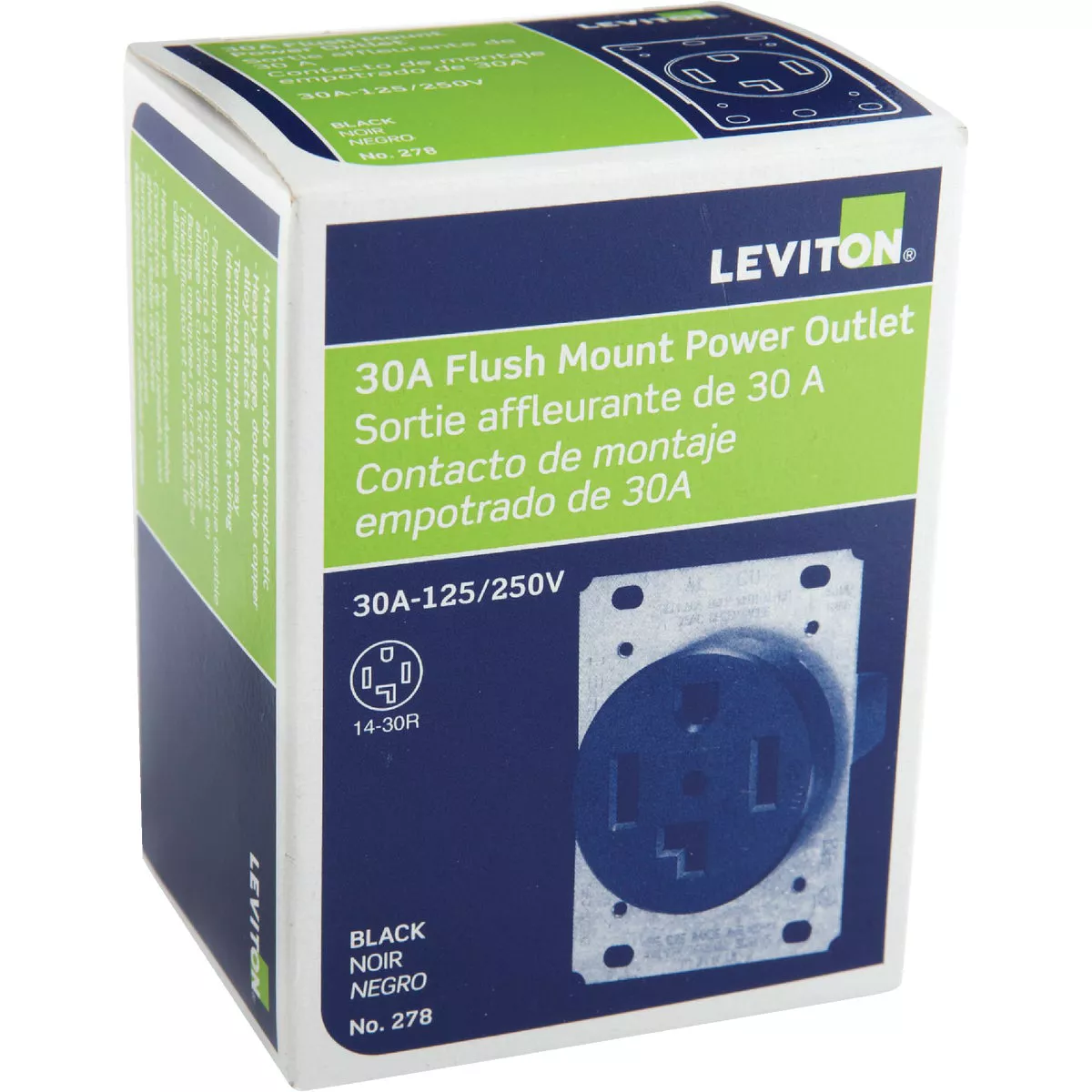 Leviton 30A Flush Mount Black 14-30R 4-Wire Dryer Power Outlet - photo 2
