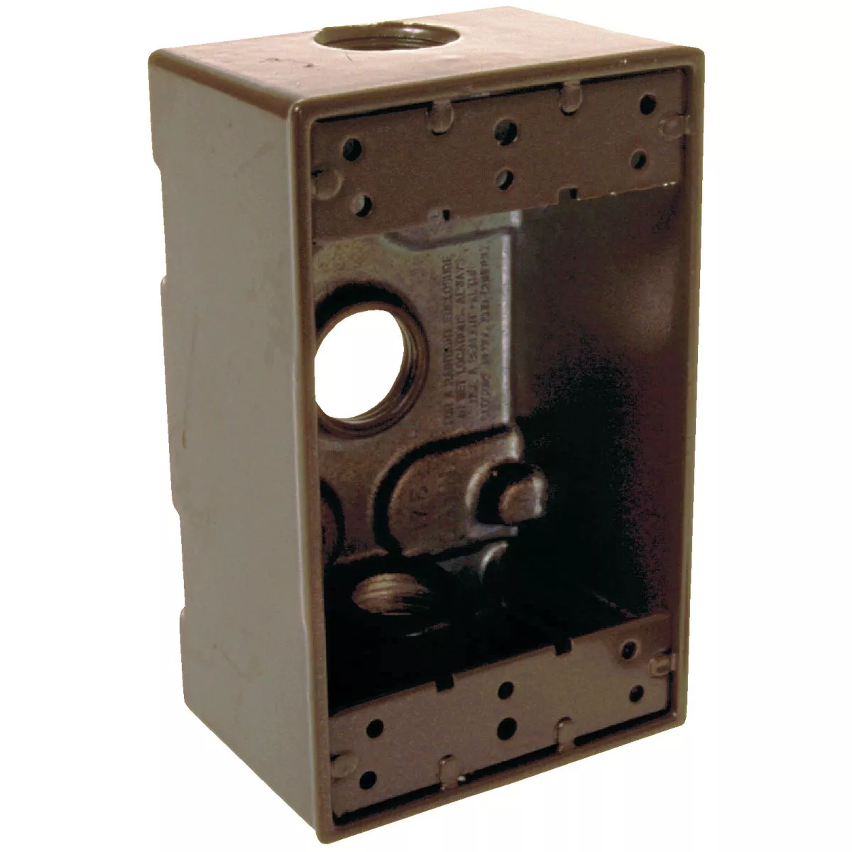 Bell Single Gang 1/2 In. 3-Outlet Bronze Aluminum Weatherproof Outdoor Outlet Box