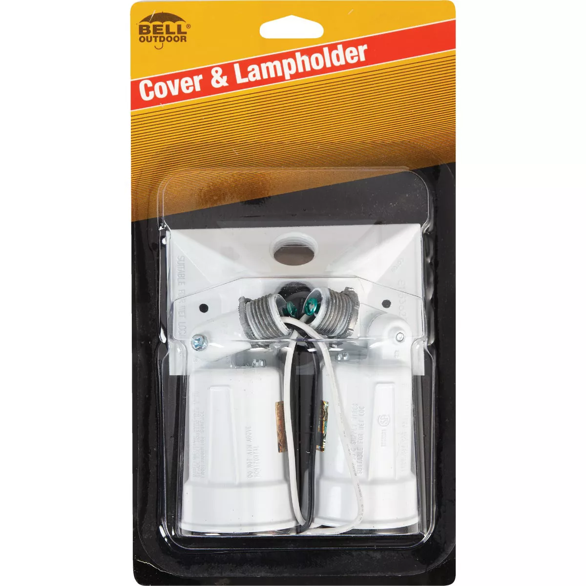 Bell 150W Aluminum Rectangle Double White Weatherproof Outdoor Lampholder with Cover, Carded - photo 2