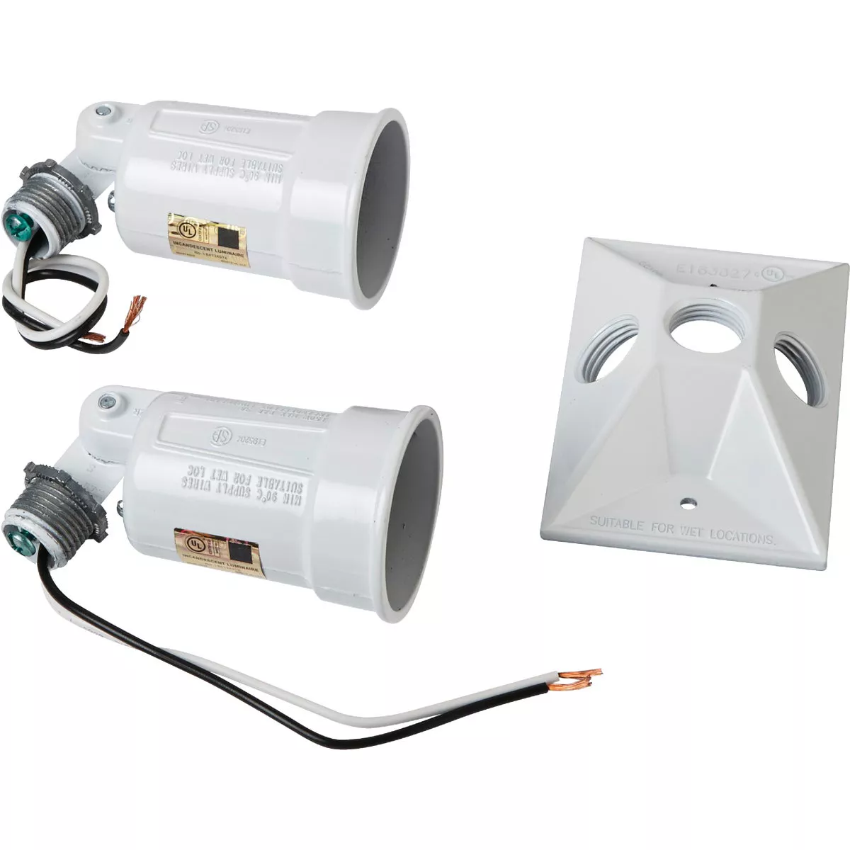 Bell 150W Aluminum Rectangle Double White Weatherproof Outdoor Lampholder with Cover, Carded - photo 3