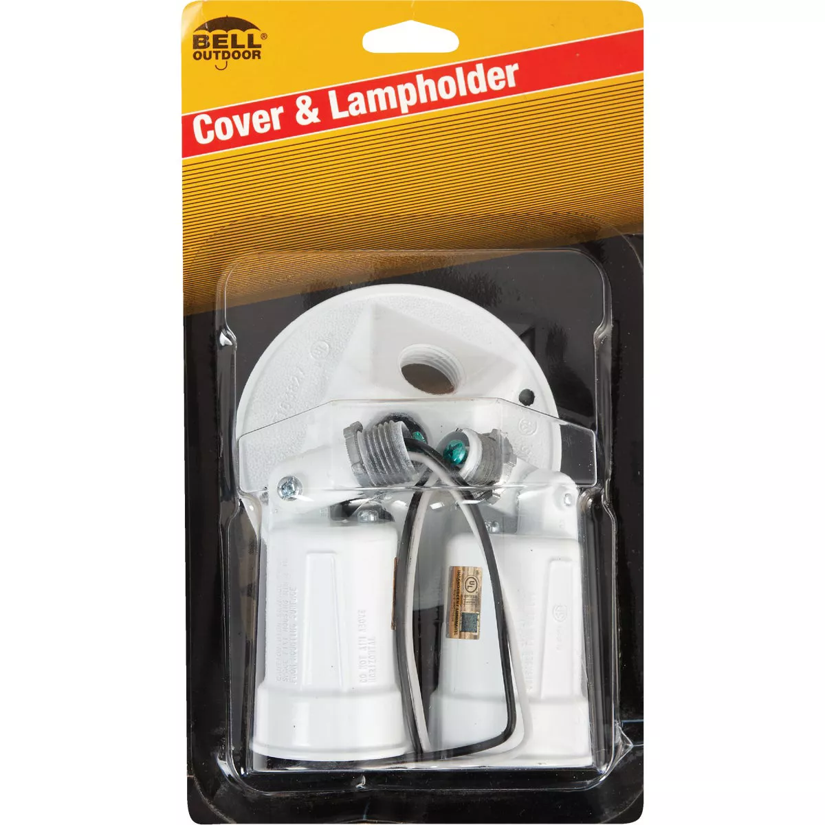 Bell 150W Aluminum Round Double White Weatherproof Outdoor Lampholder with Cover, Carded - photo 2