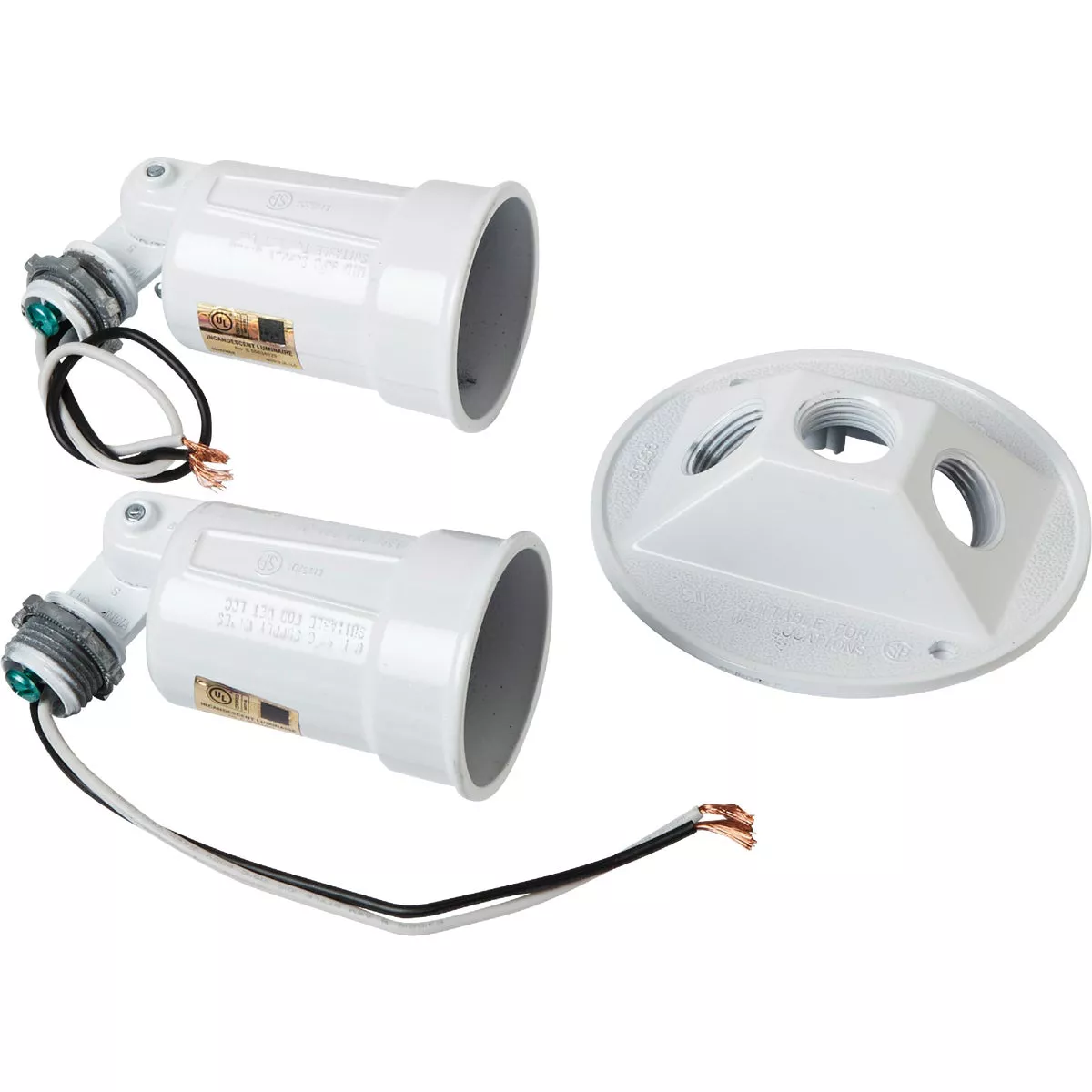 Bell 150W Aluminum Round Double White Weatherproof Outdoor Lampholder with Cover, Carded - photo 3