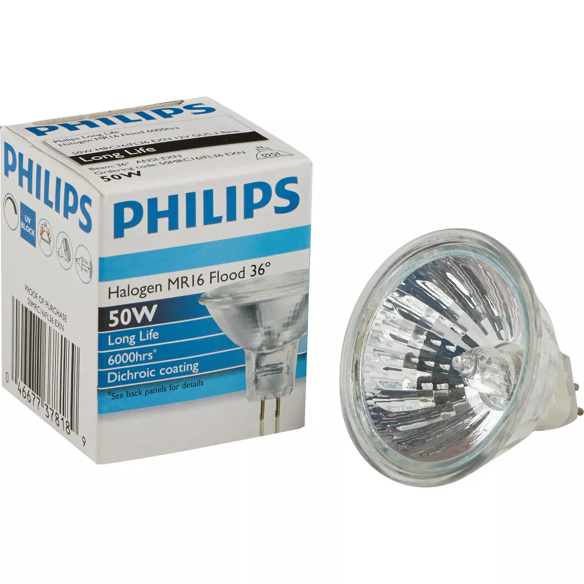 Philips 60W Equivalent Clear GU5.3 Base MR16 Halogen Floodlight Light Bulb