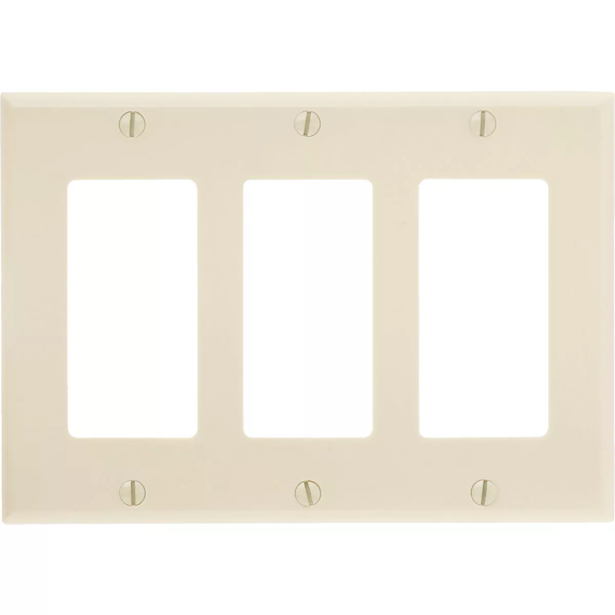 Leviton Decora 3-Gang Smooth Plastic Rocker Decorator Wall Plate, Ivory