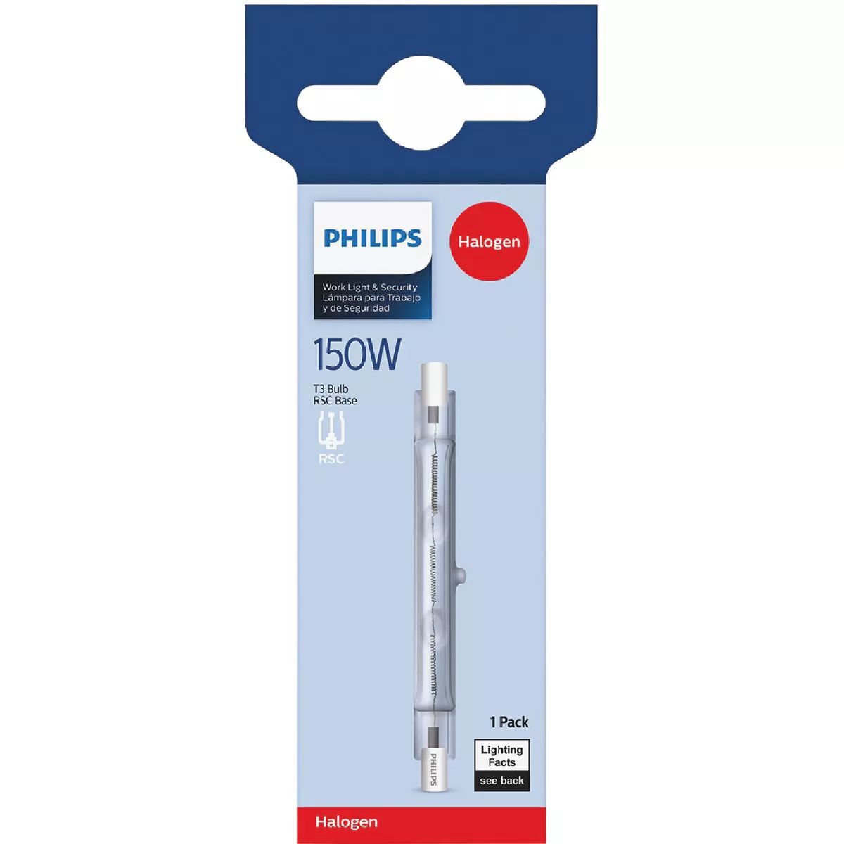 Philips 150W 120V Clear RSC Base T3 Halogen Work Light Bulb - photo 2