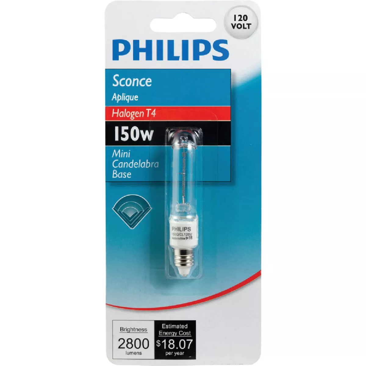 Philips 150W 120V Clear Mini-Can Base T4 Halogen Special Purpose Light Bulb - photo 2