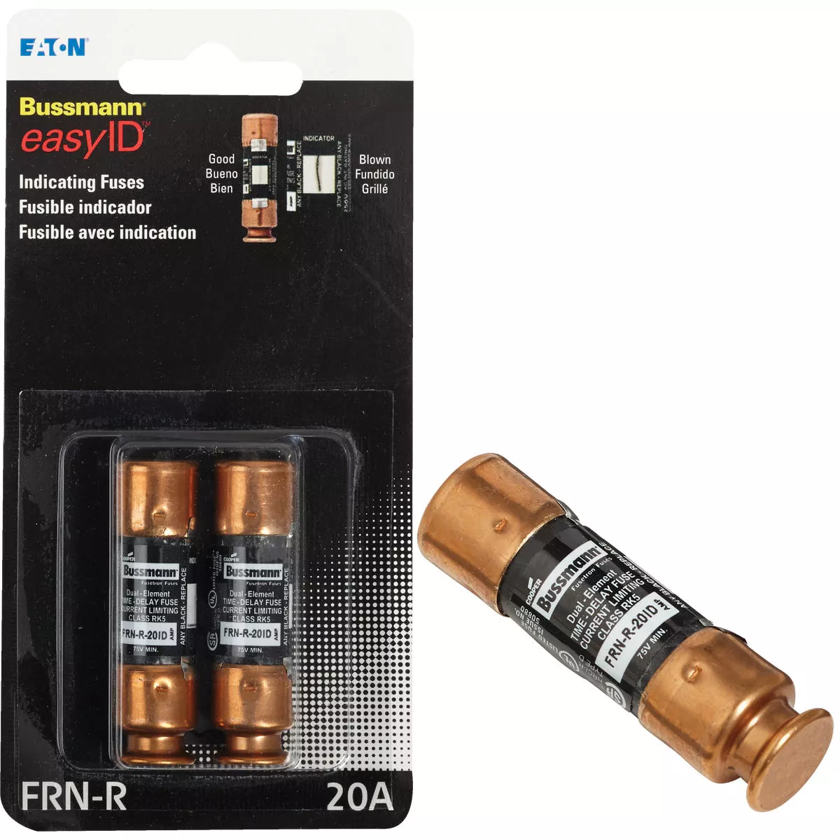 Bussmann 20A FRN-R Cartridge Heavy-Duty Time Delay Cartridge Fuse (2 ...