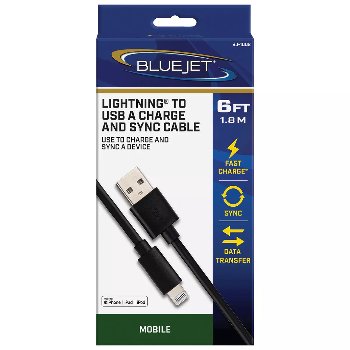 Blue Jet 6 Ft. Black Lightning to Type-A USB Charging & Sync Cable - photo 2
