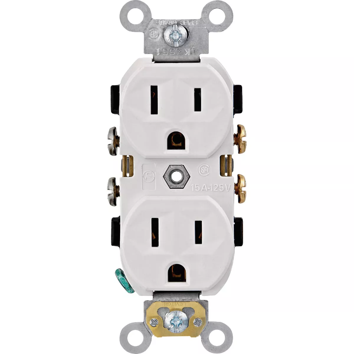 Leviton 15A White Commercial Grade 5-15R Combination Side Back Wire Duplex Outlet