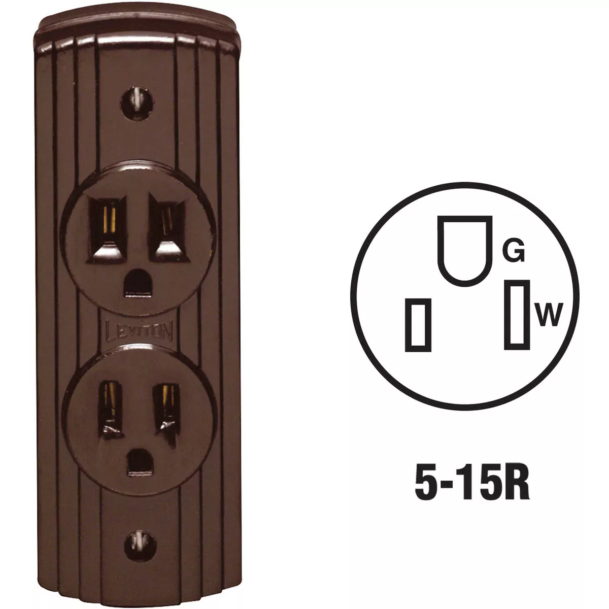 Leviton 15A Surface Mount Brown 5-15R Power Outlet