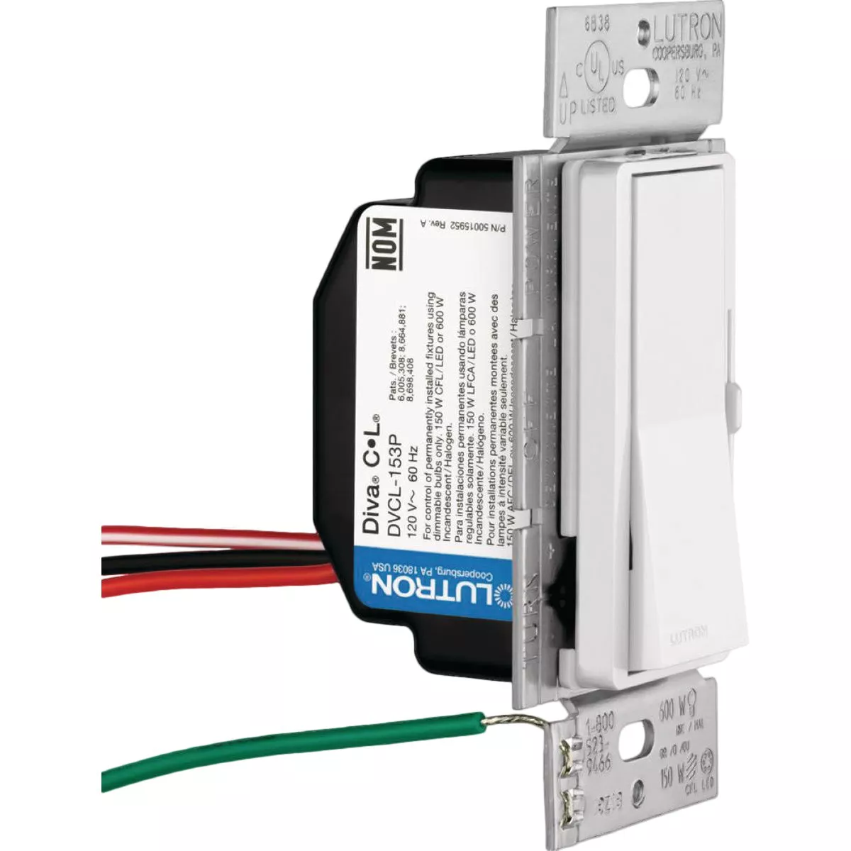 Lutron Diva Incandescent/Halogen/LED/CFL White Slide Dimmer Switch - photo 15
