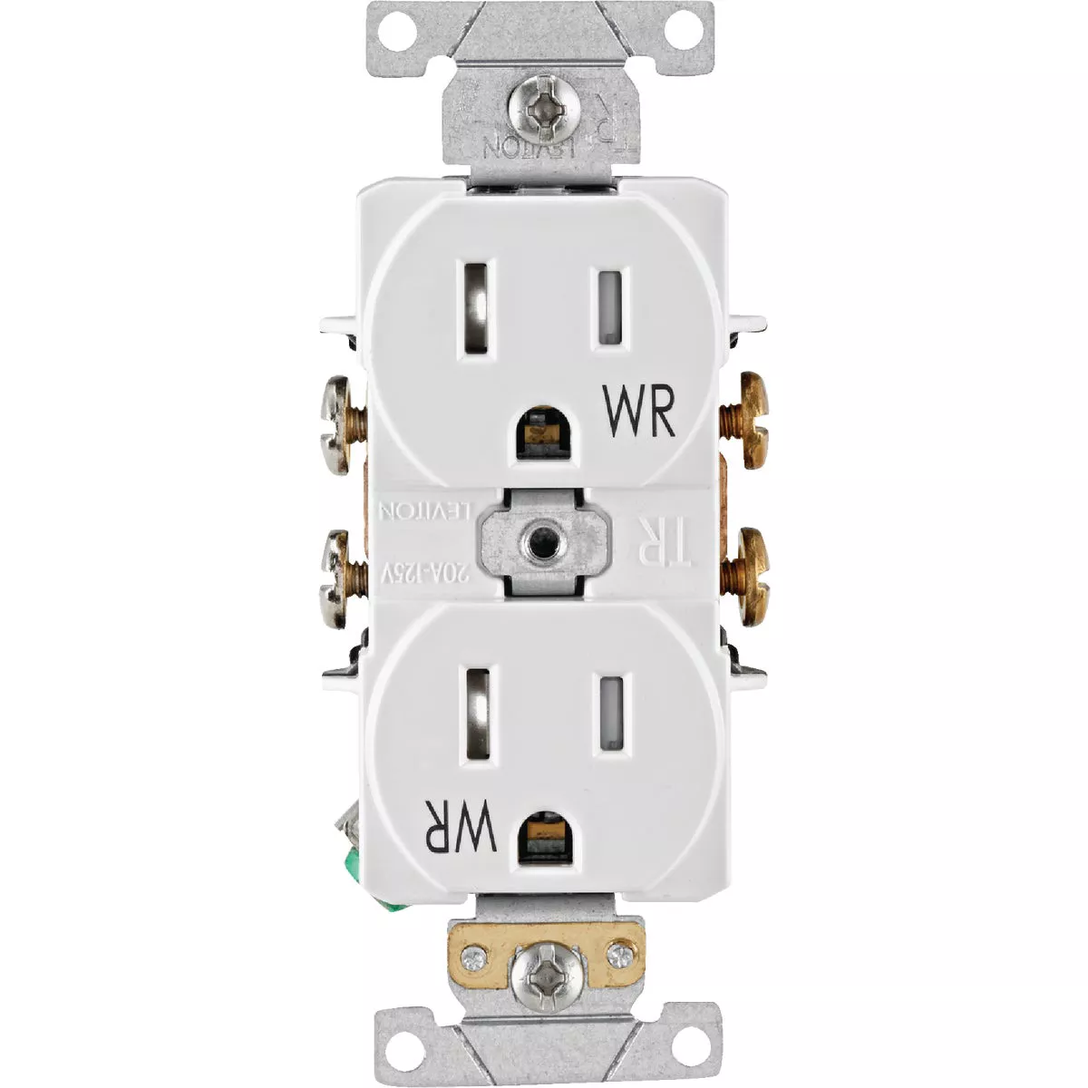 Leviton 15A White Tamper & Weather Resistant Commercial Grade 5-15R Duplex Outlet - photo 2