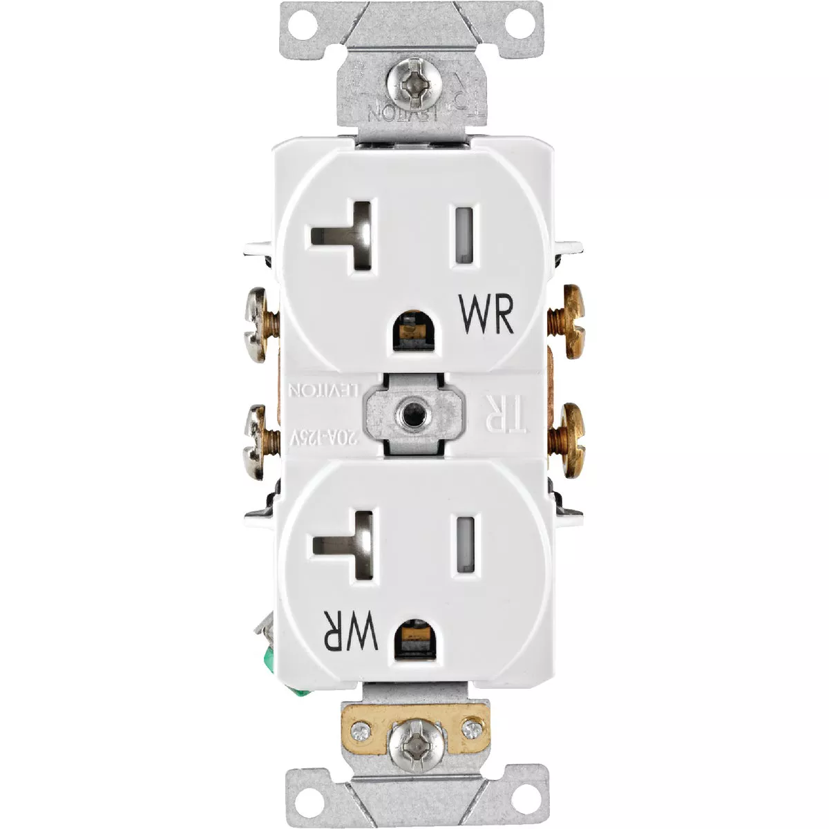 Leviton 20A White Tamper & Weather Resistant Commercial Grade 5-20R Duplex Outlet - photo 2