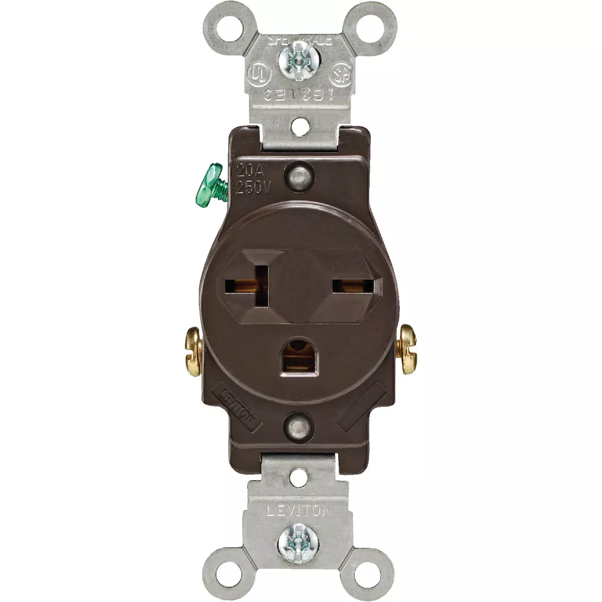Leviton 20A Brown Heavy-Duty 6-20R Grounding Single Outlet - photo 2