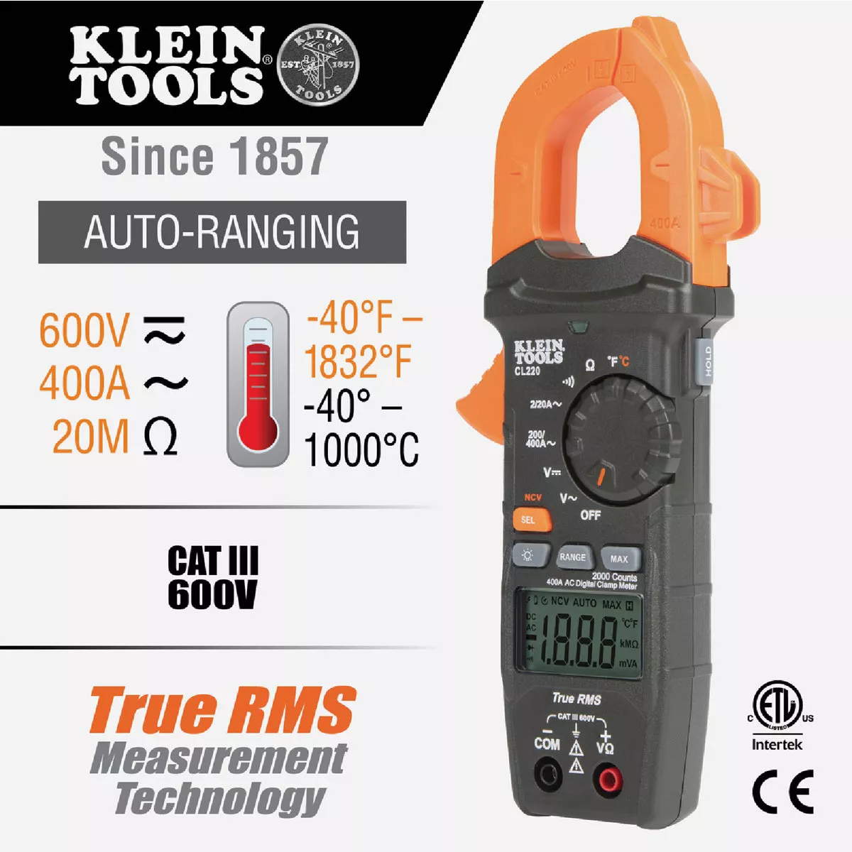 Klein 600V AC/DC Digital Clamp Meter - photo 2