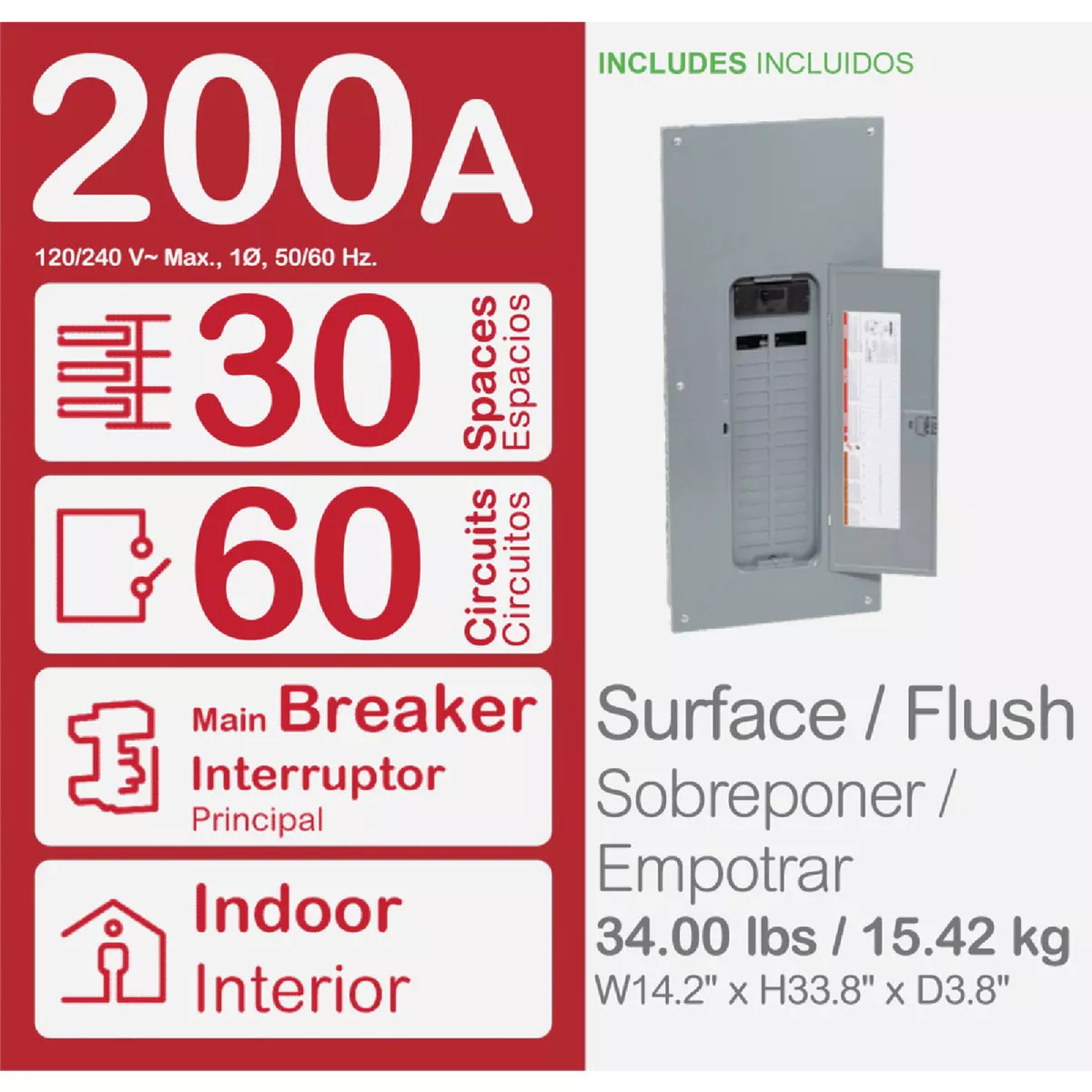 Square D Homeline 200A 30-Space 60-Circuit Indoor Value Pack Main Breaker Plug-on Neutral Load Center - photo 2