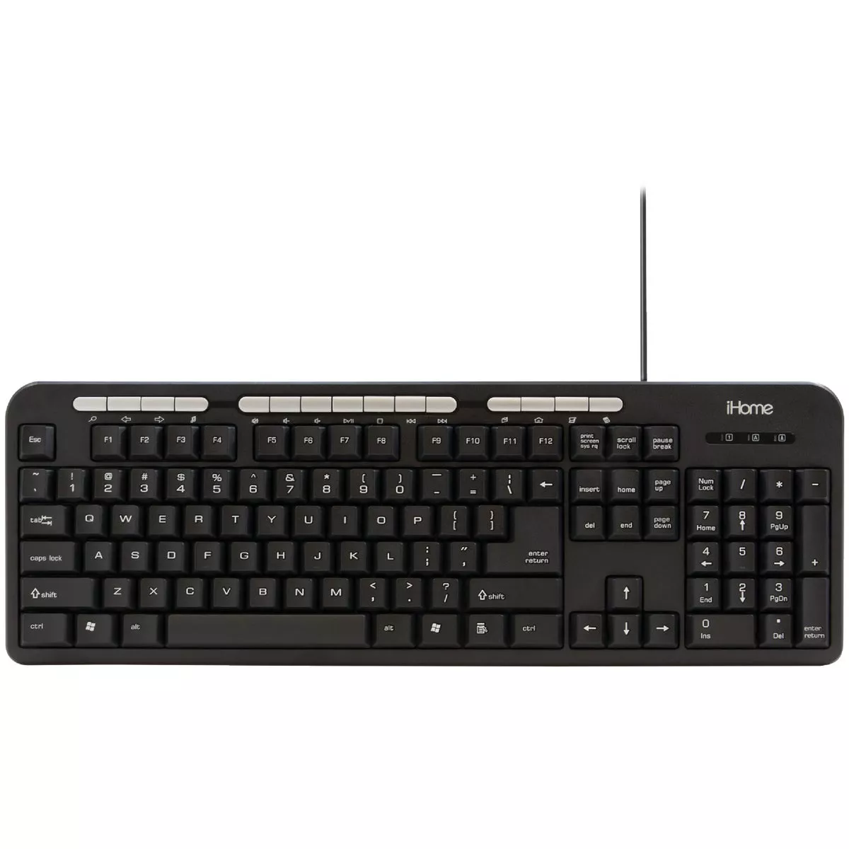 iHome Black Full Size Corded Keyboard