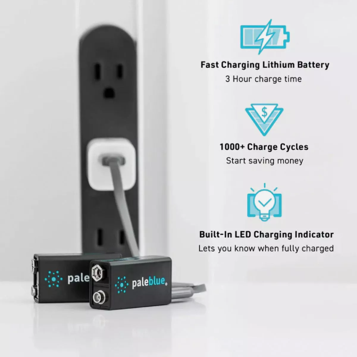 Paleblue 9V Lithium-Ion Rechargeable Battery (2-Pack) - photo 4