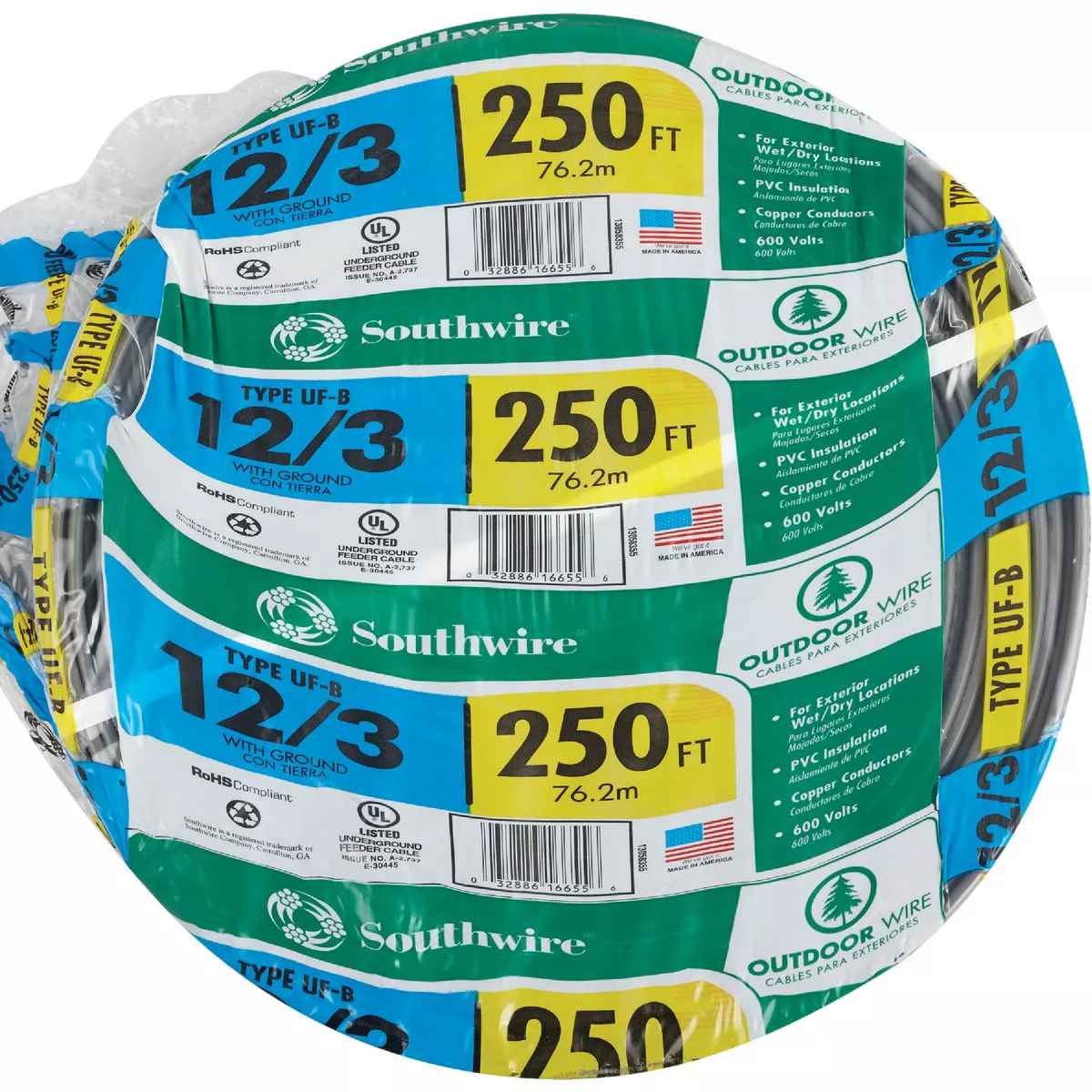 Southwire 250 Ft. 12 AWG 3-Conductor UFW/G Electrical Wire - photo 2
