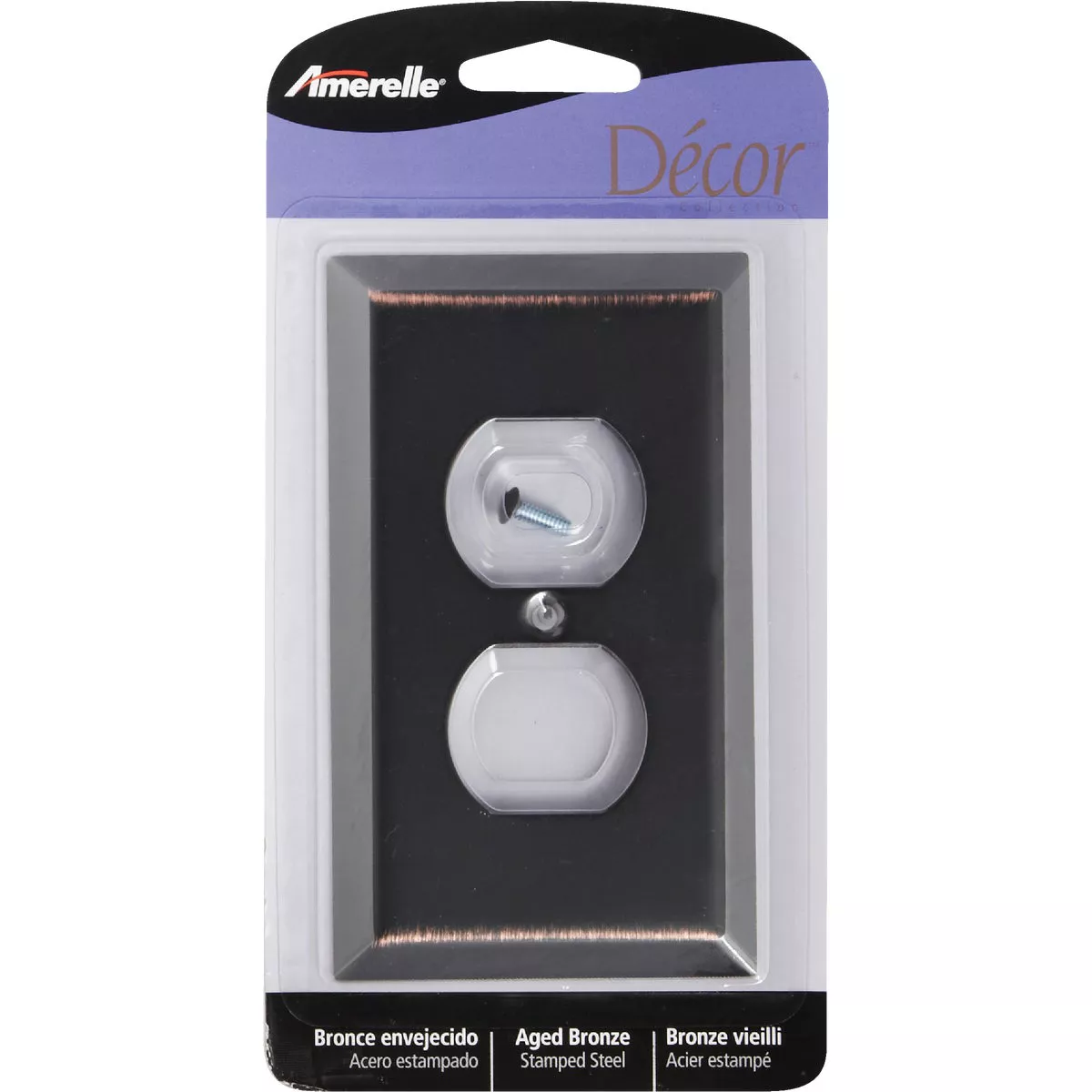 Amerelle 1-Gang Stamped Steel Outlet Wall Plate, Aged Bronze - photo 2