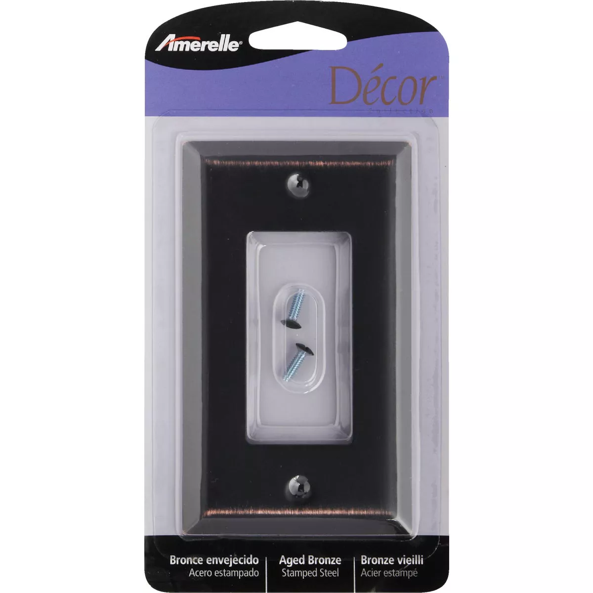 Amerelle 1-Gang Stamped Steel Rocker Decorator Wall Plate, Aged Bronze - photo 2