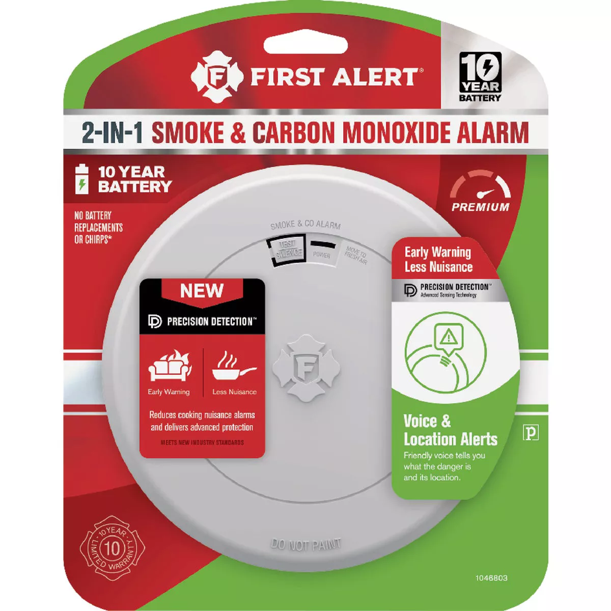 First Alert SMCO210V 2-In-1 10-Year Battery Photoelectric Smoke & Carbon Monoxide Alarm with Voice Alerts