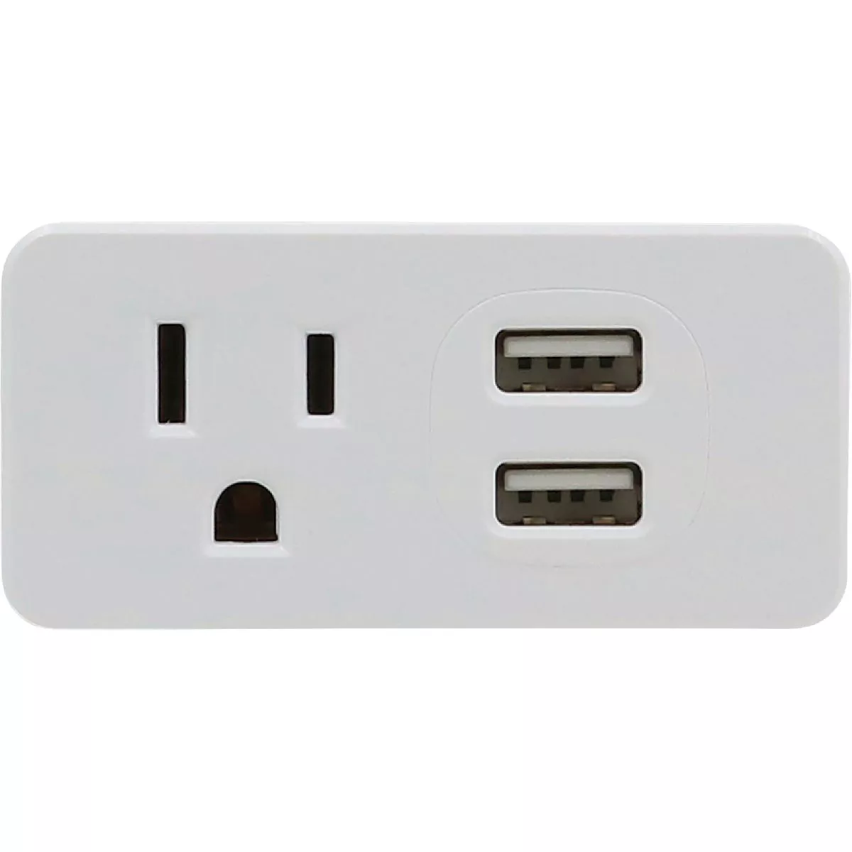 Prime Wire & Cable White 15A 1-Outlet Wall Tap With 2 USB-A