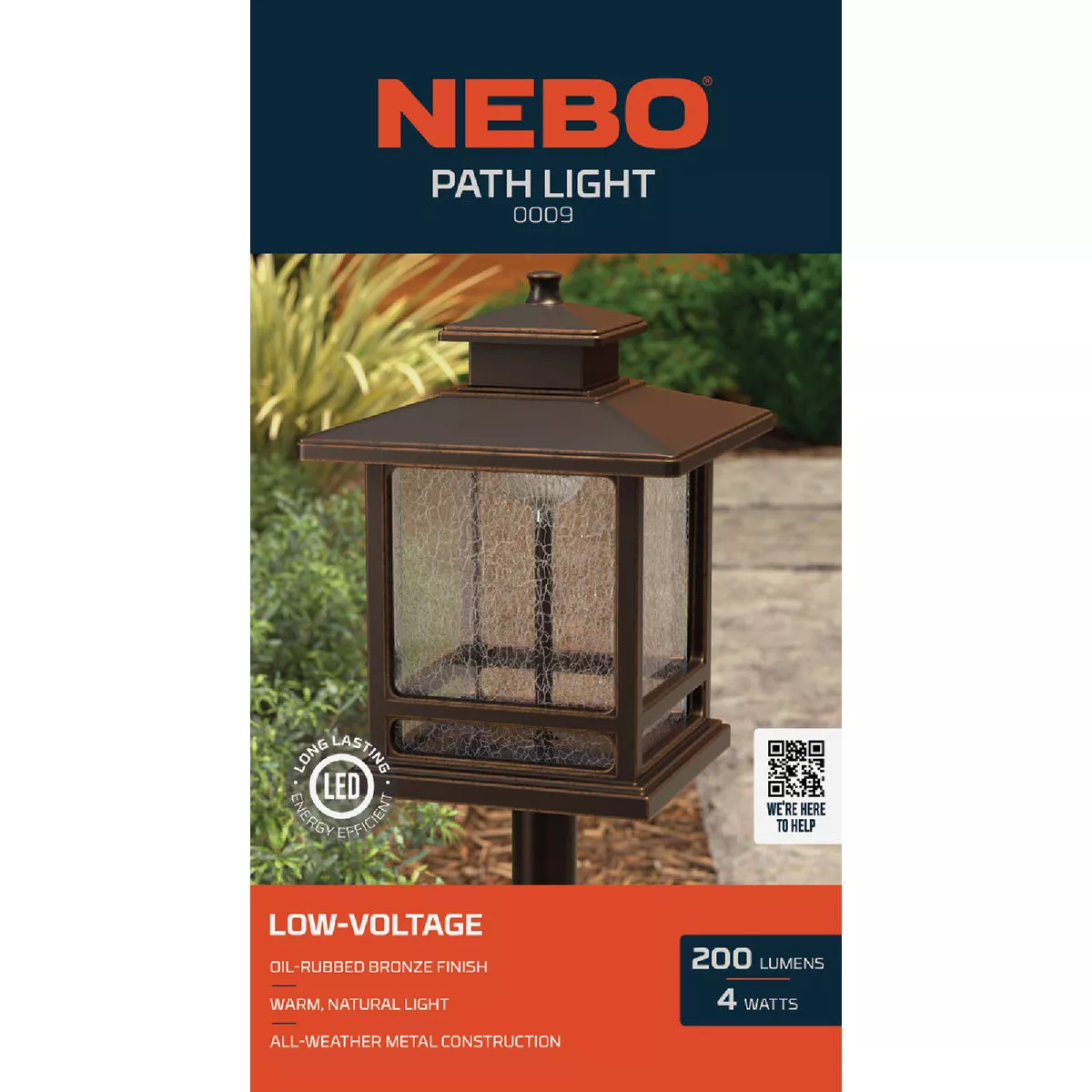Nebo LED Espresso All-Weather Metal 200 Lm. Square Crackle Glass Path Light - photo 3