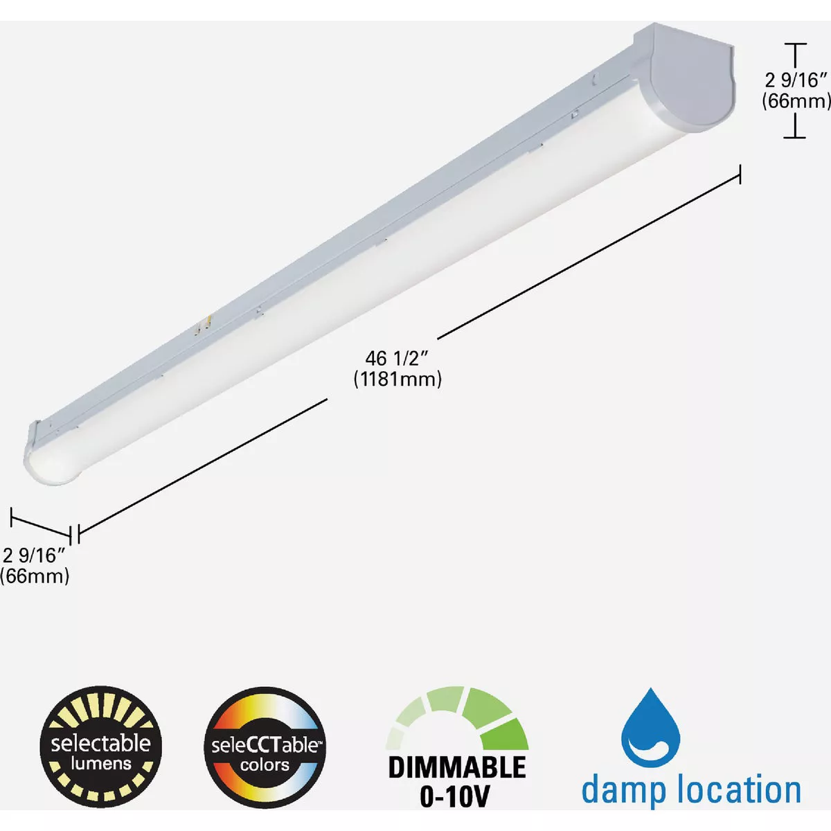 Metalux 4 Ft. LED CCT Lumen Selectable Strip Light Ceiling Fixture - photo 5