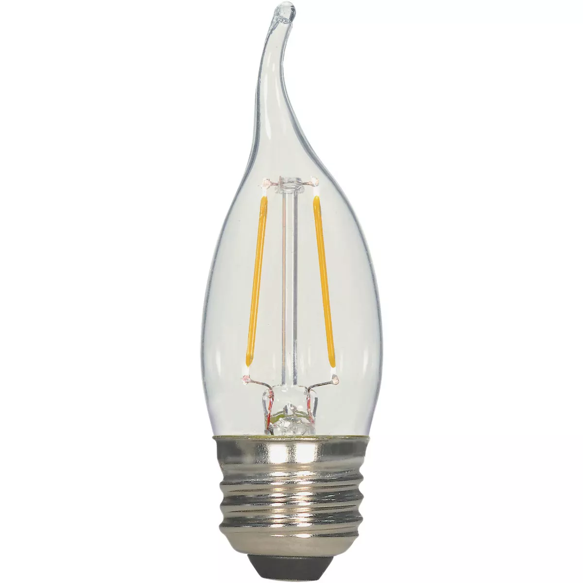 Satco Nuvo 25W Equivalent Warm White Clear CA10 Medium LED Decorative Light Bulb, California Compliant (2-Pack)