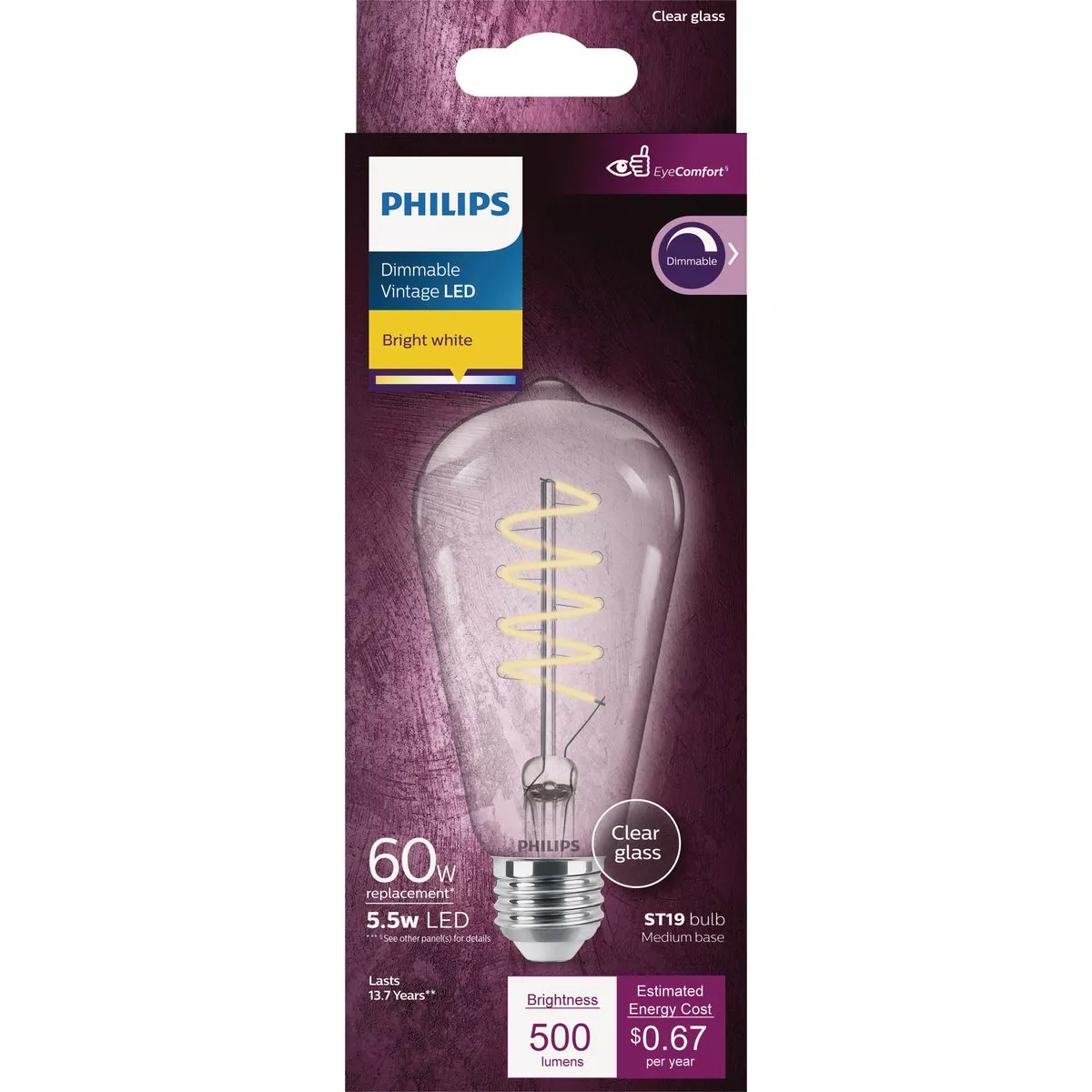 Philips 60W Equivalent Bright White ST19 Medium Dimmable Vintage LED Decorative Light Bulb - photo 2
