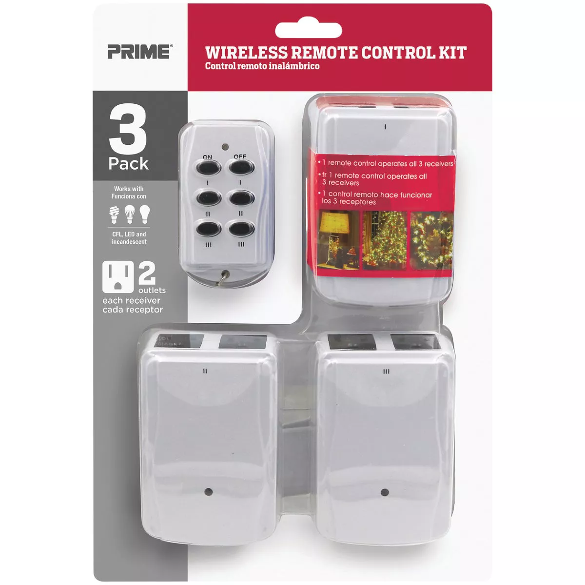 Prime 80 Ft. Range White Wireless Switch with Remote Control (3-Pack) - photo 2