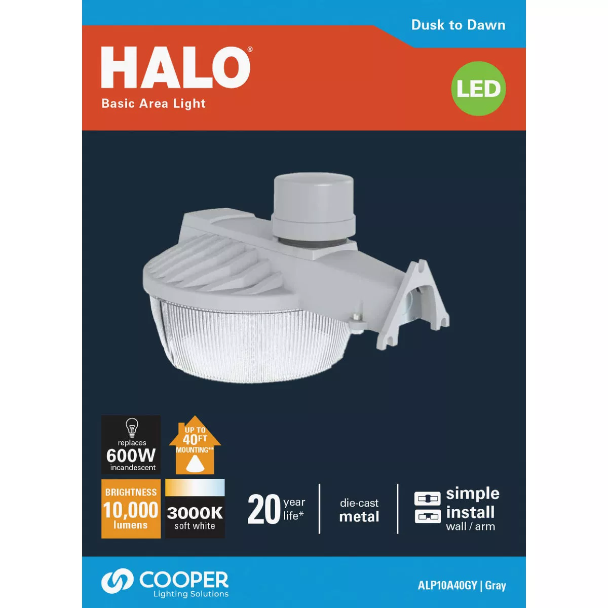 Halo Gray Dusk To Dawn LED Outdoor Area Light Fixture, 10,000 Lm., 90,000 hrs. - photo 2