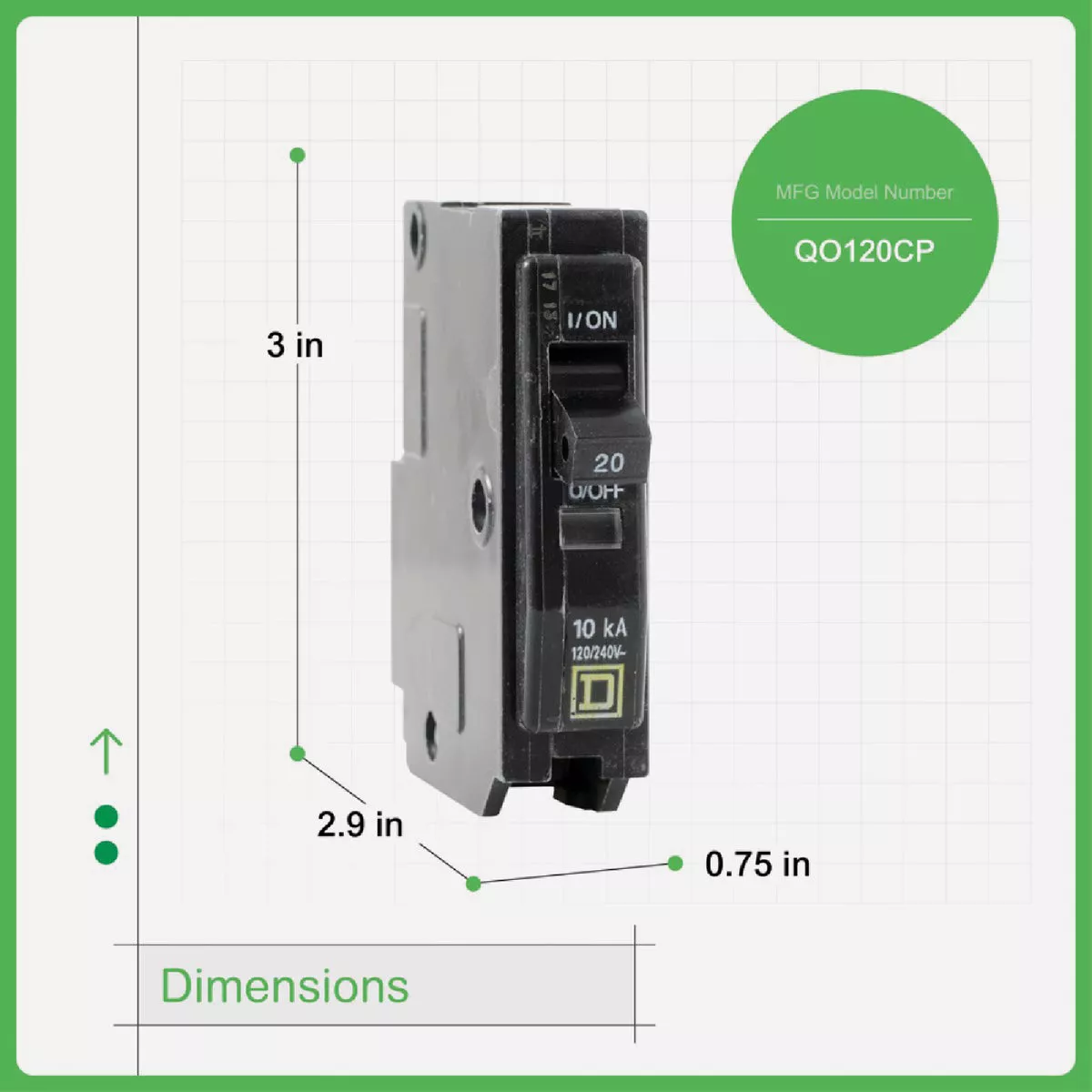 Square D QO 20A Single-Pole Standard Trip Circuit Breaker - photo 4
