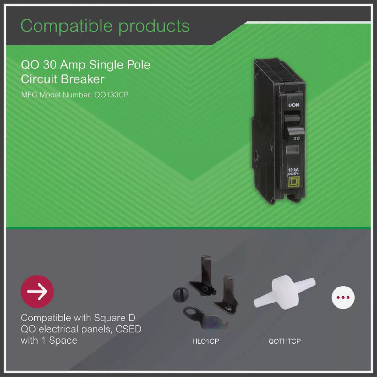 Square D QO 30A Single-Pole Standard Trip Circuit Breaker - photo 2