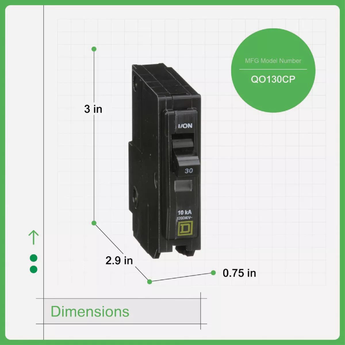 Square D QO 30A Single-Pole Standard Trip Circuit Breaker - photo 3