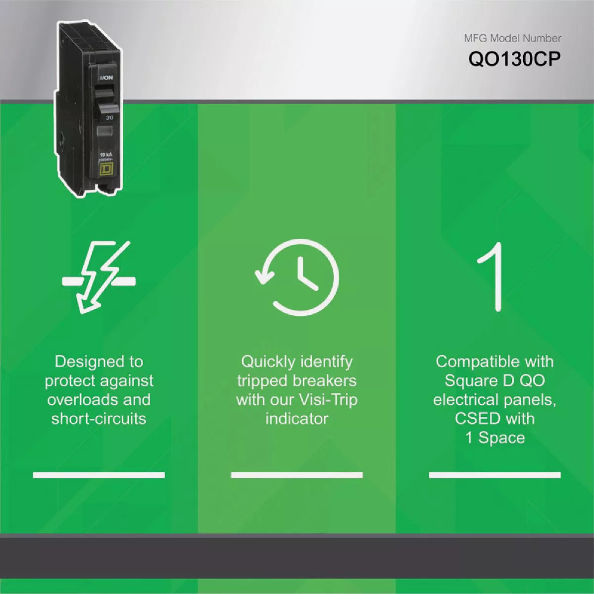 Square D QO 30A Single-Pole Standard Trip Circuit Breaker - photo 4