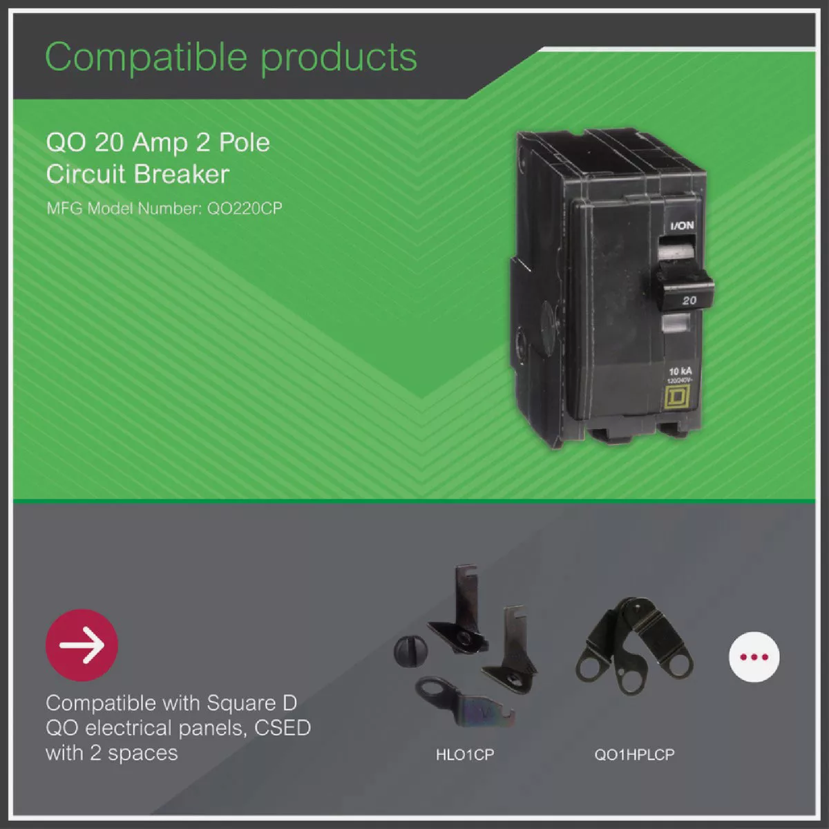 Square D QO 20A Double-Pole Standard Trip Circuit Breaker - photo 4