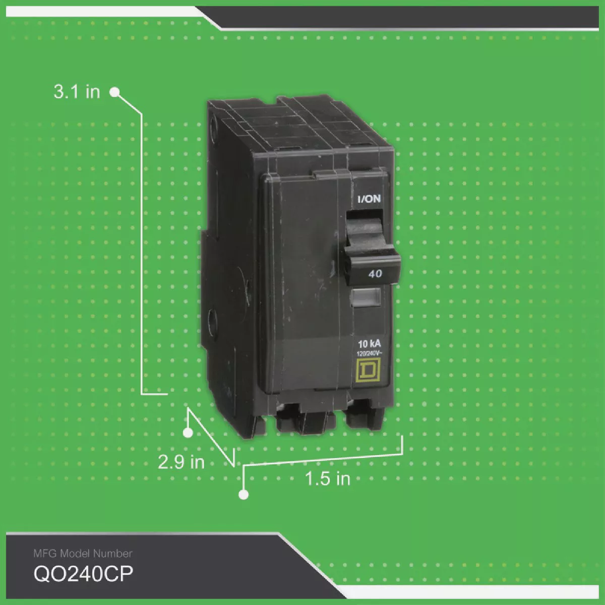 Square D QO 40A Double-Pole Standard Trip Circuit Breaker - photo 2