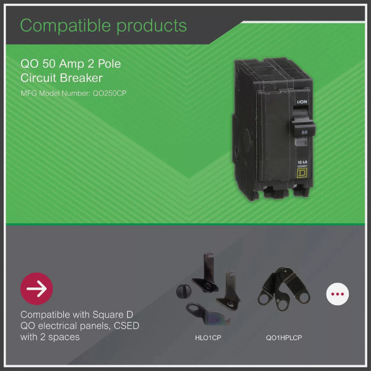 Square D QO 50A Double-Pole Standard Trip Circuit Breaker - photo 2