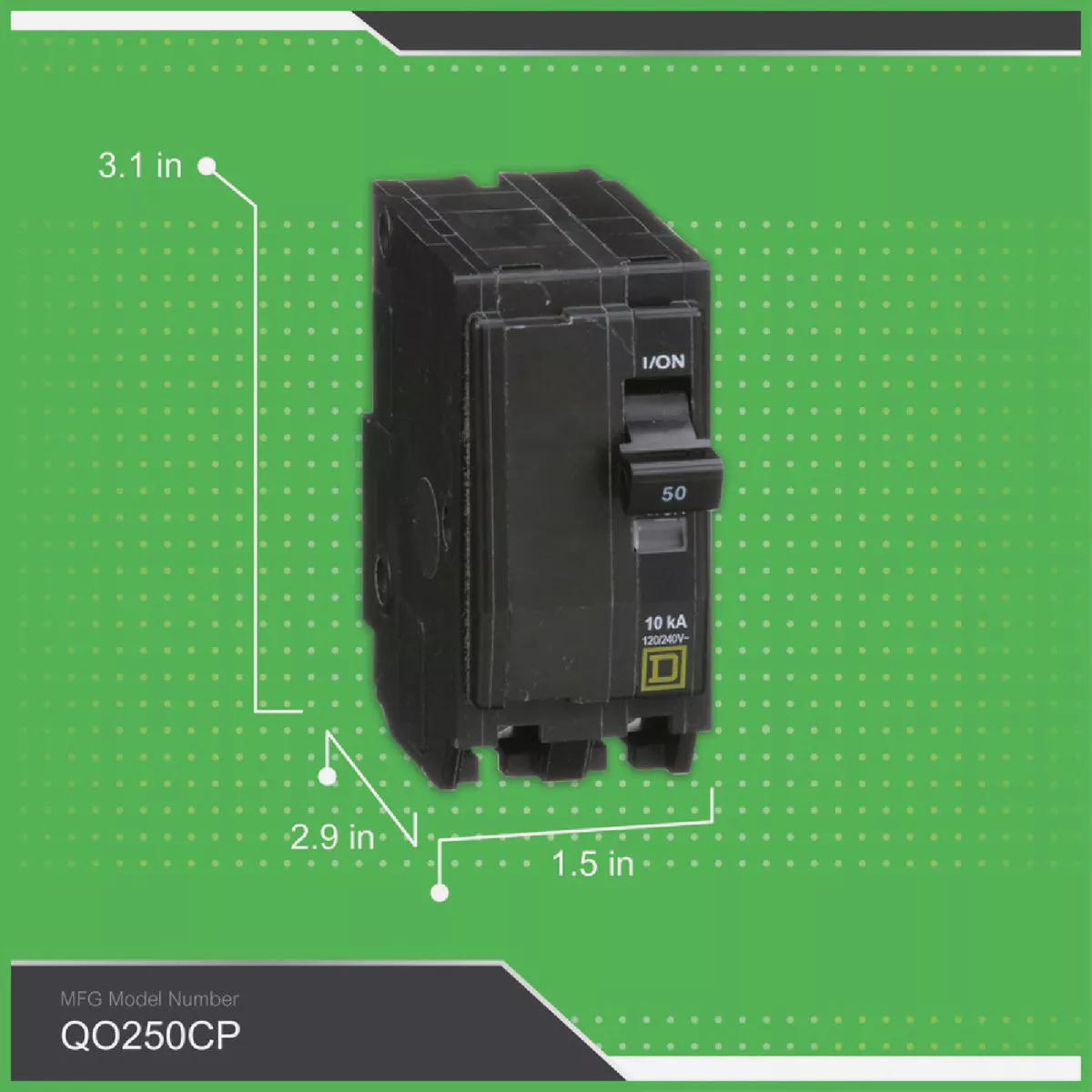 Square D QO 50A Double-Pole Standard Trip Circuit Breaker - photo 3