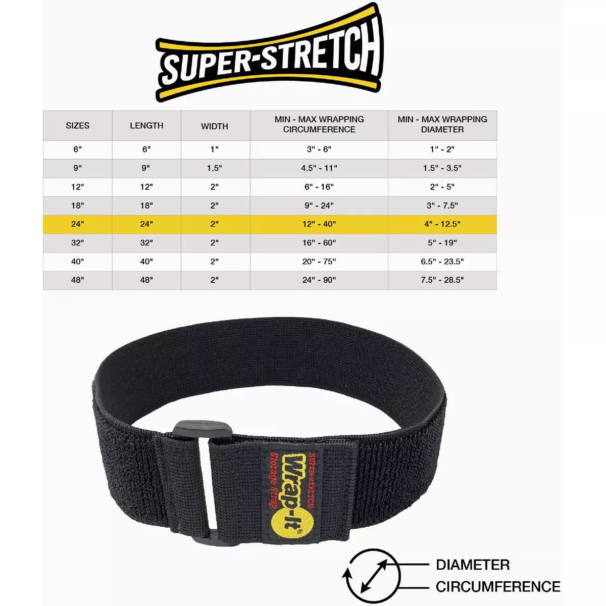Wrap-It Storage Super-Stretch 24 In. x 2 In. Elastic Hook & Loop Cinch Straps (2-Pack) - photo 7